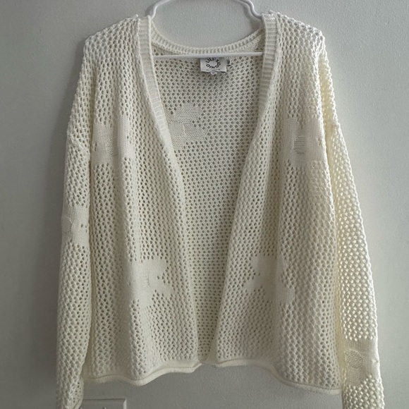 Sundry Sweaters - Sundry Cream Open-Knit Cardigan
